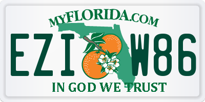 FL license plate EZIW86