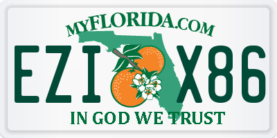 FL license plate EZIX86