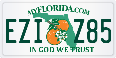FL license plate EZIZ85