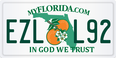 FL license plate EZLL92