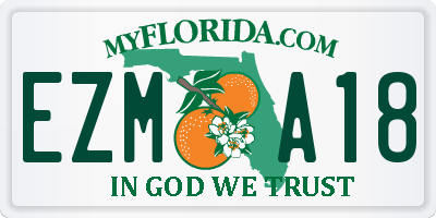 FL license plate EZMA18