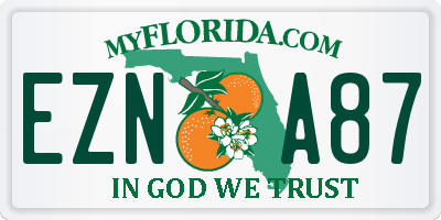 FL license plate EZNA87