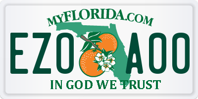 FL license plate EZOA00