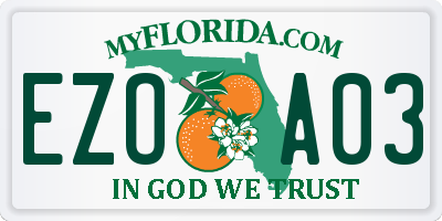 FL license plate EZOA03