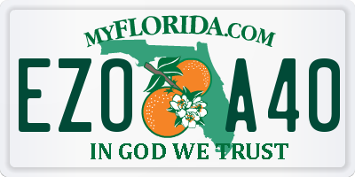 FL license plate EZOA40