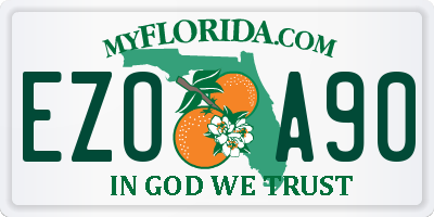 FL license plate EZOA90