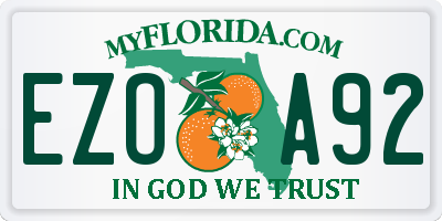 FL license plate EZOA92