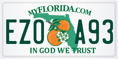 FL license plate EZOA93