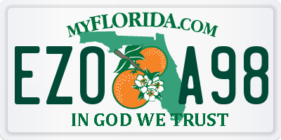 FL license plate EZOA98