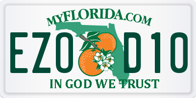 FL license plate EZOD10