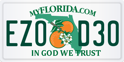 FL license plate EZOD30