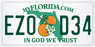 FL license plate EZOD34