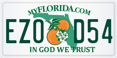 FL license plate EZOD54