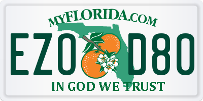 FL license plate EZOD80