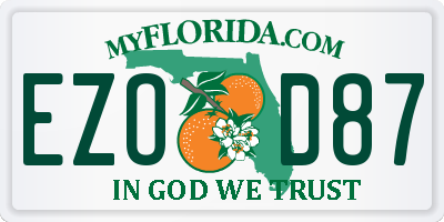 FL license plate EZOD87