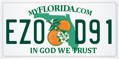 FL license plate EZOD91