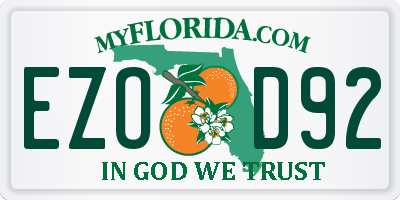 FL license plate EZOD92