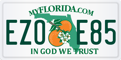 FL license plate EZOE85