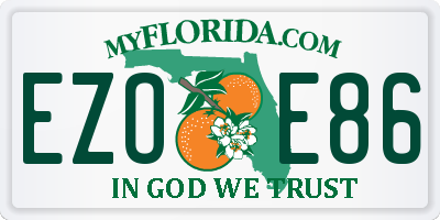 FL license plate EZOE86