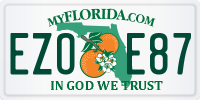 FL license plate EZOE87