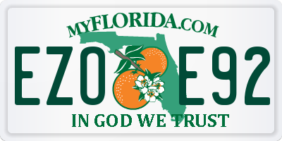 FL license plate EZOE92