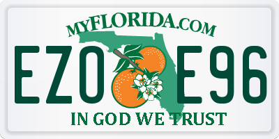 FL license plate EZOE96