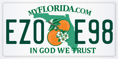 FL license plate EZOE98