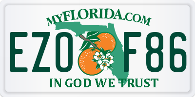 FL license plate EZOF86