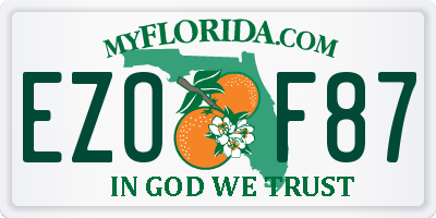 FL license plate EZOF87