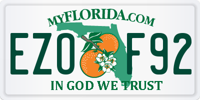 FL license plate EZOF92