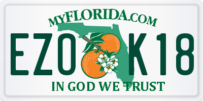 FL license plate EZOK18