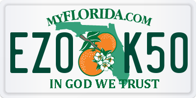 FL license plate EZOK50