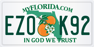 FL license plate EZOK92