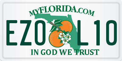 FL license plate EZOL10