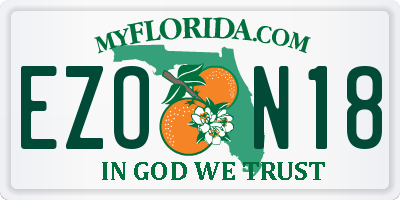 FL license plate EZON18