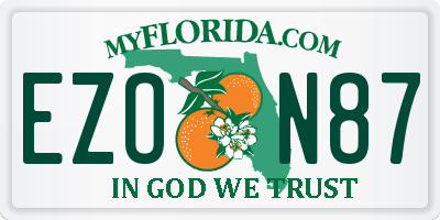 FL license plate EZON87