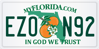 FL license plate EZON92