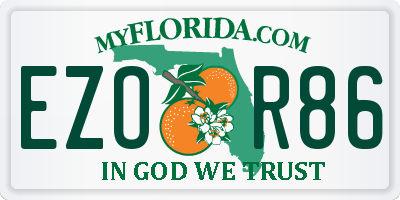 FL license plate EZOR86