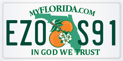 FL license plate EZOS91