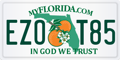 FL license plate EZOT85