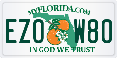 FL license plate EZOW80