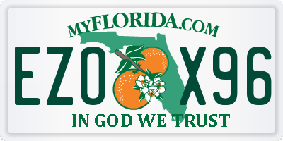 FL license plate EZOX96