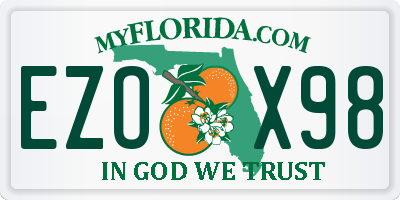 FL license plate EZOX98