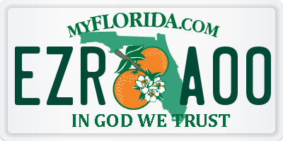 FL license plate EZRA00