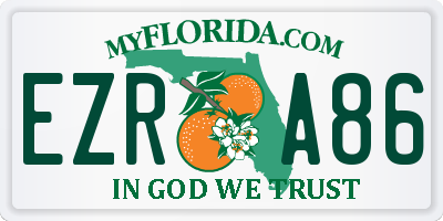 FL license plate EZRA86