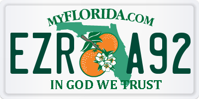 FL license plate EZRA92