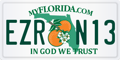 FL license plate EZRN13