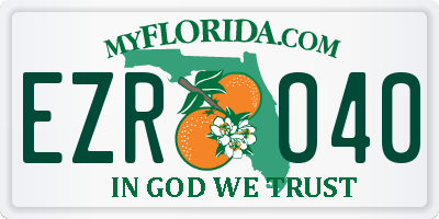 FL license plate EZRO40