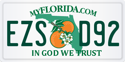 FL license plate EZSD92