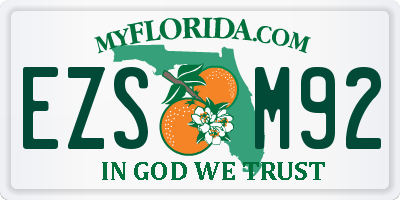 FL license plate EZSM92